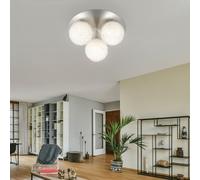 Plafonnier Lumière pour Salle à Manger Tresse Verre Blanc Rond LED D 32 CM