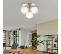 Plafonnier Suspension Lampe de Salon 3 à Flammes Tresse Verre Satiné LED
