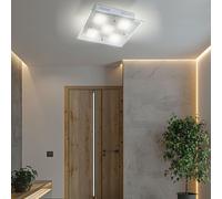 Plafonnier, lampe de salon, lampe de salle à manger, plafonnier, lampe de couloir, lampe de cuisine, verre chromé en métal satiné, LED 3,5W 280Lm 3000K blanc chaud, L 28 cm