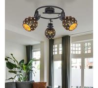 Plafonnier Luminaire de Cuisine 3 à Flammes Spot Plafond Noir D 26 CM