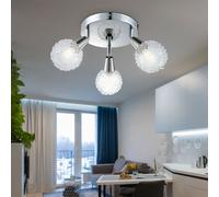 Plafonnier chrome clair salle à manger design spot rond ALU plafonnier maille sphérique salon, spots mobiles, 3x E14 LED 3W 300lm, 18 cm