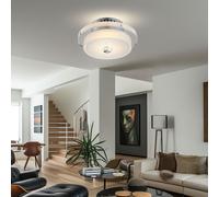 Plafonnier Luminaire de Cuisine Plafonnier Verre Rond LED Couloir Chrome D 20 CM