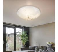 Plafonnier Luminaire de Cuisine Rond Verre Cristaux Blanc Chrome D 40 CM