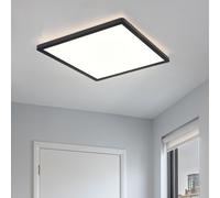 Lampe de salle de bain Plafonnier LED Plafonnier Panneau LED IP44, 3 niveaux via interrupteur mural, rétroéclairage, noir, 24W 2300Lm blanc chaud, LxH 42x2,5 cm