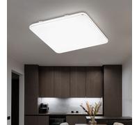 Plafonnier bureau plafonnier LED blanc 3 niveaux variateur carré salon, métal, 1x LED 49 W 5100 lm 3000K blanc chaud, LxPxH 53x53x5 cm