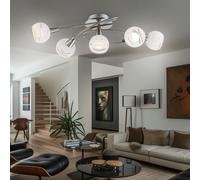 Plafonnier Luminaire De Salon 5 Braises Applique Murale En Verre Blanc LED