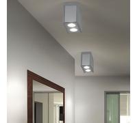 Plafonnier, luminaire de couloir, plafonnier, lampe de chambre, luminaire de salon, lampe de cuisine, métal gris béton, 2 ampoules GU10, L 18 cm, lot de 2