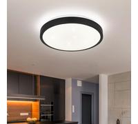 Plafonnier Suspension Lampe Salle de Bain LED Noir Détecteur Mouvement D 30 CM