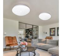 Plafonnier LED, plafonnier, luminaire salon, luminaire cuisine, ciel étoilé, métal plastique, blanc, 12 watts 840 lumens blanc neutre, D x H 26 x 9,2 cm, lot de 2