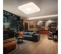 Plafonnier LED spot chrome opale lampe blanche salon éclairage carré