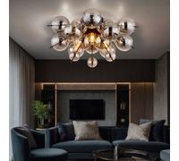 Plafonnier Luminaire De Salon Lampe De Plafond En Verre Fumé 3 Braises D 55 Cm