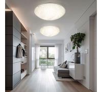 Lampe de Salon Plafonnier LED Cristaux Verre Blanc Satiné 2x
