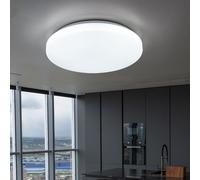 Plafonnier LED plafonnier salon lampe salle à manger lampe cuisine, plastique blanc rond, angle de faisceau 120°, 24W 2600lm 3en1 couleur de la lumière, D 35 cm