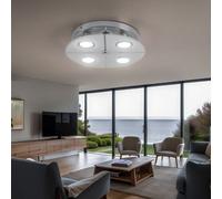 Plafonnier Luminaire De Salon LED Verre Satiné Chrome Rond 4xGU10