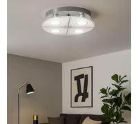 Plafonnier Luminaire De Salon LED Verre Satiné Chrome Rond 4xGU10
