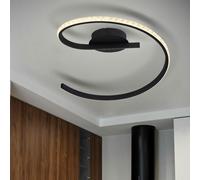 Plafonnier Plafonnier lampe de salon, lampe design en forme de spirale, décor cristal, métal, noir, LED 20 W 1050 lm 3000 K, LxPxH 44x47x13 cm