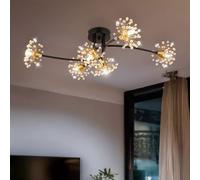 Plafonnier Luminaire De Salon Lustre Fleurs Or Noir 6-Flammes G9