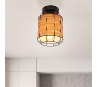 Plafonnier plafonnier lampe de salon lampe de salle à manger lampe de salon, métal noir aspect bois, douille E27, DxH 15x22cm