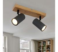 Plafonnier Luminaire de Salon Optique Bois Sportif Réglable 2 à Flammes GU10