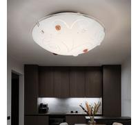 Plafonnier avec abat-jour en verre, 1 flamme, éclairage de salon, opale avec pierres décoratives, lignes métalliques chromées, 1x LED 8 watts 640 lm, D 25 cm