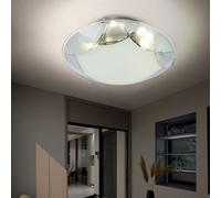 Plafonnier Luminaire de Salon Plafonnier Chrome Verre Nickel Mat Blanc Chaud LED