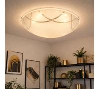 Plafonnier Plafonnier De Salon Chromé En Verre Nickel Mat LED D 25Cm
