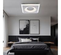 Plafonnier salon lumière salle à manger lampe plafonnier cuisine lampe chambre lumière, métal acrylique miroir nickel satiné mat, LED 20W 935Lm 3000K blanc chaud, L 34 cm