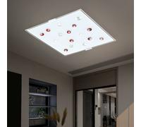 Plafonnier Luminaire de Salon Plafonnier LED Verre Rouge Blanc Acier Carré
