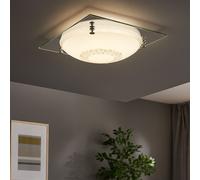 Plafonnier plafonnier lampe de salon lampe de chambre lampe de couloir, cristaux de verre verre miroir chromé clair, LED 12W 960Lm blanc neutre, LxlxH 31,5x31,5x8,5cm