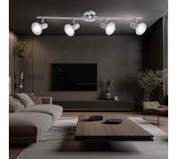 Plafonnier LED chrome spot bar salon mobile spot en cristal Globo 57303-4