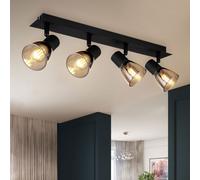 Plafonnier Luminaire De Salon Spot Orientable Métal Bois Noir Big Light