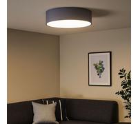 Plafonnier plafonnier tissu anthracite lampe salon éclairage chambre Moderne, textile anthracite blanc, rond, 3x E27, DxH 40x10 cm