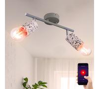 Plafonnier App Control Plafonnier à 2 lampes Spot de plafond, avec spots mobiles aspect pierre terrazzo, LED RVB 8,5W 806Lm, L 30 cm