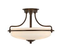 Plafonnier Luminaire Lampe De Salon Métal Verre Bronze D 42,2 Cm 3 Braises