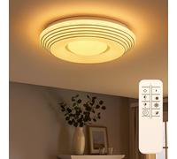 Plafonnier LED Télécommande dimmable Lampe de salon Cristaux Plafonnier effet étoilé, CCT, métal, LED 24W 1500Lm blanc chaud, DxH 39x7 cm
