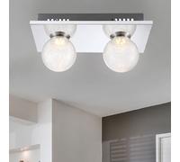 Plafonnier Luminaire Plafond LED Verre Clair Structure Chrome L 30 Cm