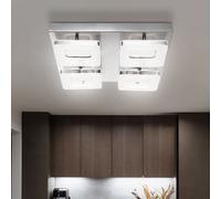 Plafonnier Luminaire Plafonnier Chrome Satiné Acier LED Longueur 39Cm