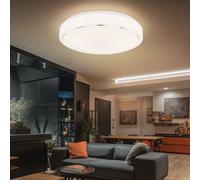 Plafonnier Luminaire Rond Éclairage Intérieur Métal Blanc Anneau Chromé 1x LED