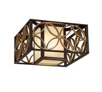 Plafonnier Luminaire Salon Lampe Fer Bronze-Or D 36,8 Cm 2 Flammes