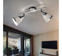 Spot de plafond, spot 2 flammes, plafonnier, spots orientables, métal chromé textile gris, 2x douilles E14, LxlxH 36,5x11,3x21,5 cm, ACTION 719202019000