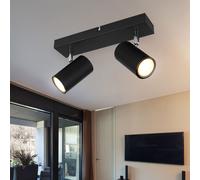 Plafonnier Luminaire Sportif 2 à Flammes Spots Mobile Métal Noir