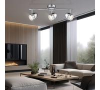 Plafonnier Luminaire Sportif Barre de Spots 3 Flammes Mobile Chrome LED L 46 CM