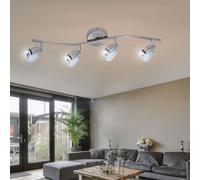 Plafonnier Luminaire Sportif Barre de Spots 4x GU10 Verre Satiné Spot Pivotant