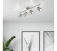 Plafonnier Luminaire Sportif Barre de Spots Argent Spot Pivotant GU10 4-Flammig