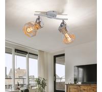 Plafonnier Luminaire Sportif de Salon Optique Bois Grille Blanc Réglable E27