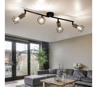 Plafonnier Luminaire Sportif Pivotant Grille Lumière pour Salle à Manger Noir