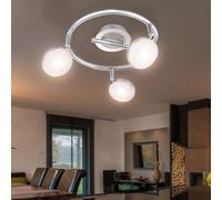 Plafonnier Luminaire Sportif Place Rondell 3 à Flammes LED Spot Pivotant Chromé