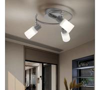 Plafonnier Luminaire Sportif Place Rondell LED Réglable Chrome Verre Albâtre D