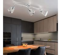 Plafonnier Luminaire Sportif Réglable Tissu Salon 3 à Flammes Chrome Gris