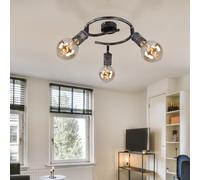 Plafonnier nickel antique lampe de salon plafonnier à 3 lampes spot orientable, métal, 3x E27, DxH 25x11 cm